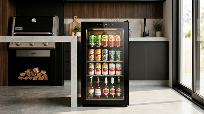 Cervejeira Midea 96 litros Flex 3 em 1 preta em área gourmet